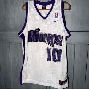 Nike Team Sacramento Kings Mike Bibby #10 Jersey White Purple Large NBA Y2K